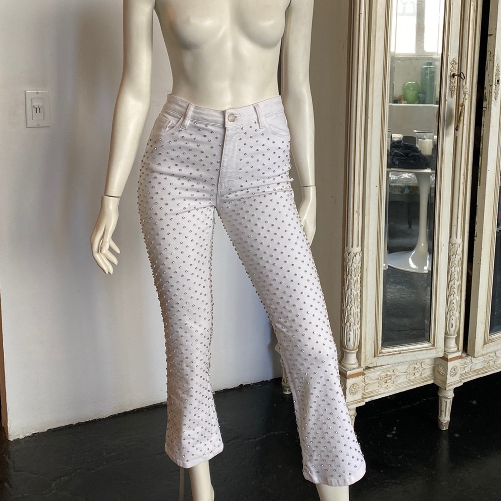 AMEN couture white crystal jeans